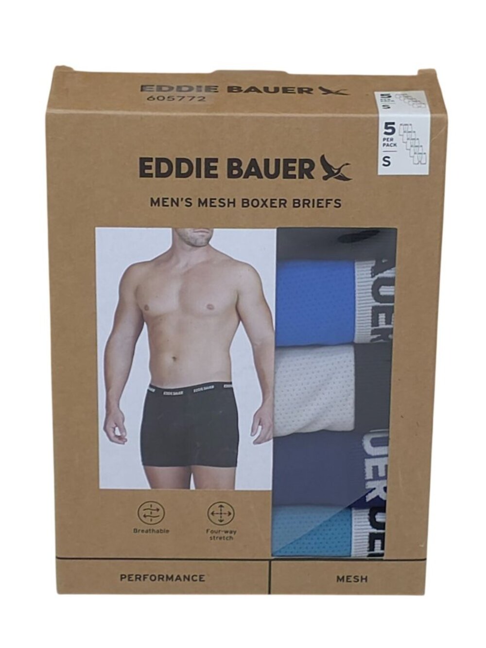 Eddie Bauer Mesh Boxer Briefs 5-Pack Small Breathable 4-Way Stretch Performance